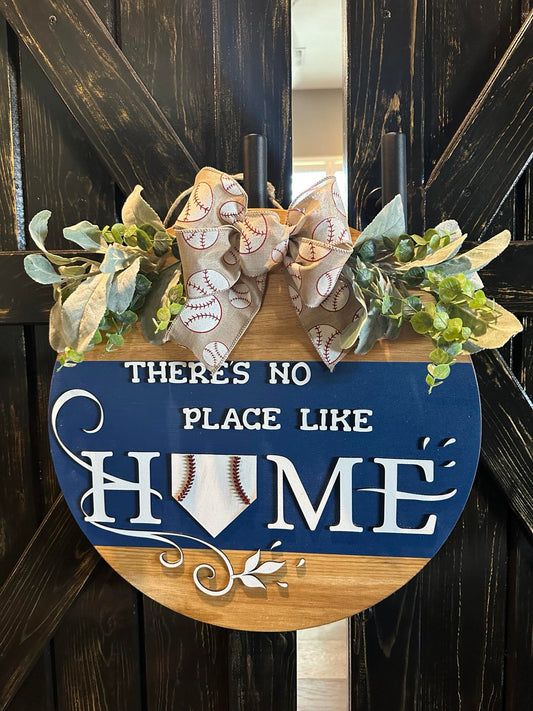 18" 3D Door Hanging Sign | There's No Place Like Home | Baseball Decor