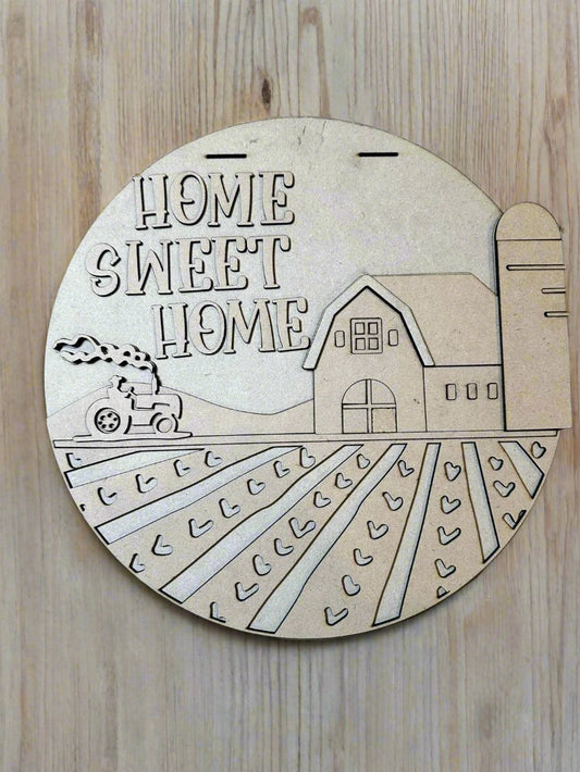 Unfinished DIY Project Kit - Tabletop Or Large Hanging Door Sign - Home Sweet Home | Barn