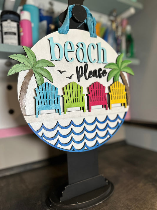 Finished - Large Door Hanging Sign - Beach Please